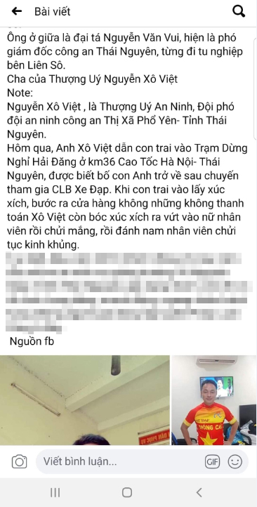 Một trong những nội dung đồn đoán thượng úy Việt&nbsp;là con một lãnh đạo Công an tỉnh Thái Nguyên đang lan truyền trên mạng xã hội.