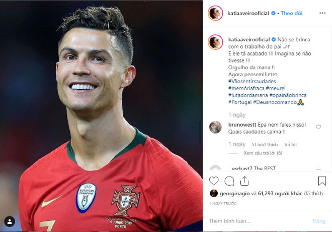 Chị ruột Ronaldo bênh vực em trai mù quáng