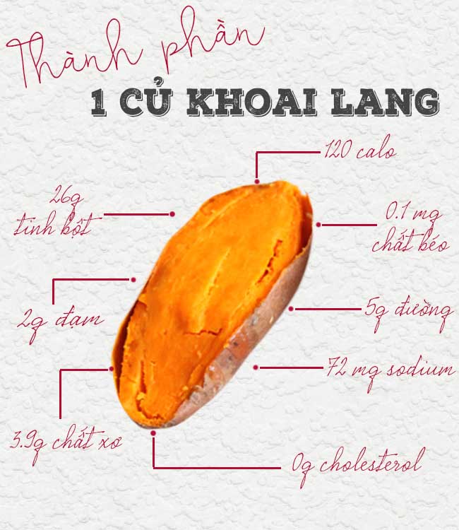 Thành phần trong một củ khoai - một loại củ giàu dinh dưỡng của nông sản Việt Nam.