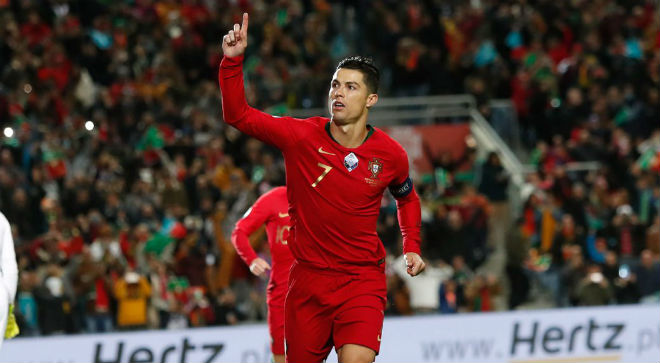 Ronaldo hiện chỉ kém Kane đúng 1 bàn ở cuộc đua "Vua phá lưới" vòng loại Euro 2020