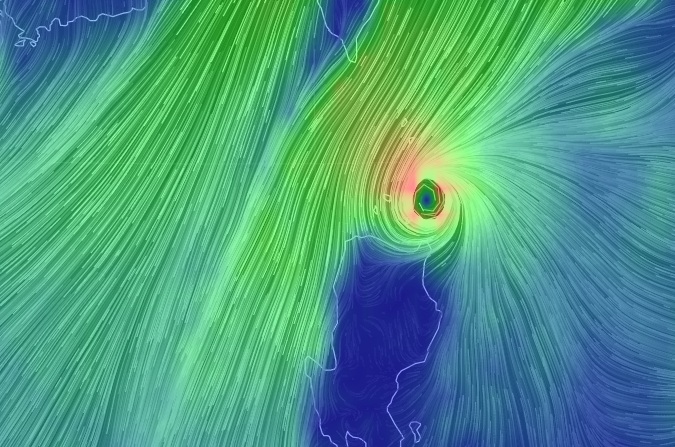 Mắt bão Kalmaegi đang hoạt động trên vùng biển đảo Lu-dông (Philippines). Ảnh chụp màn hình.