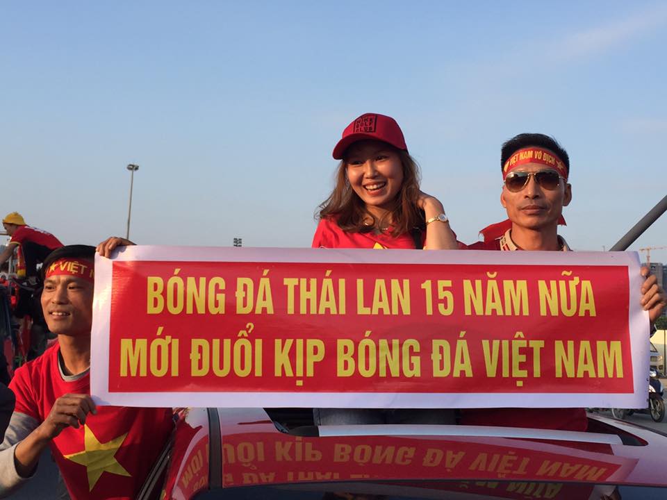 Một slogan thể hiện sự tự tin của CĐV vào đội tuyển Việt Nam trước thềm đại chiến.