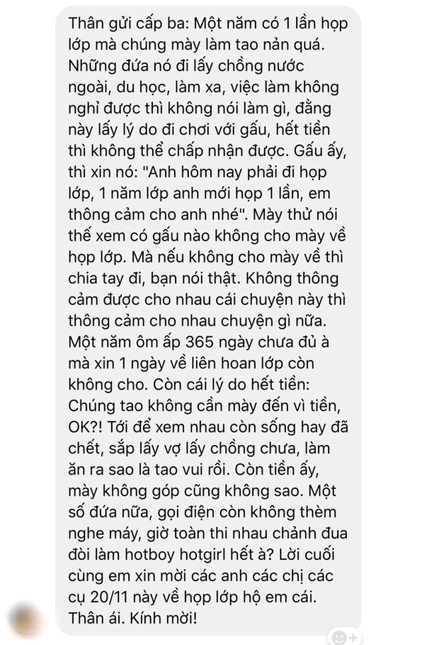 Lớp trưởng &#34;quỳ lạy&#34; rủ họp lớp 20/11, lũ bạn phản ứng cực gắt và cái kết khó đỡ - 5