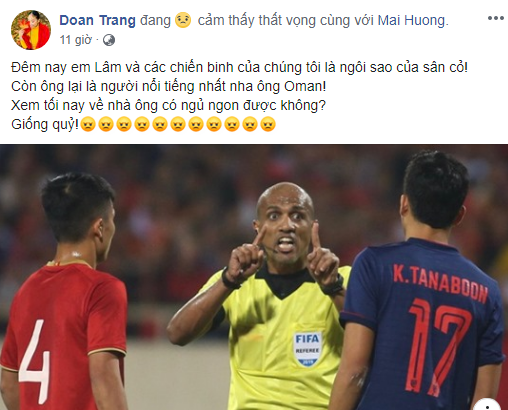 Đoan Trang ức chế với trọng tài người Oman
