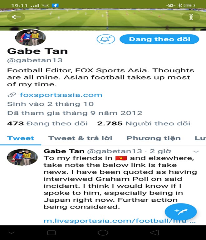 Gabriel Tan bất ngờ phủ nhận thông tin trên Twitter cá nhân