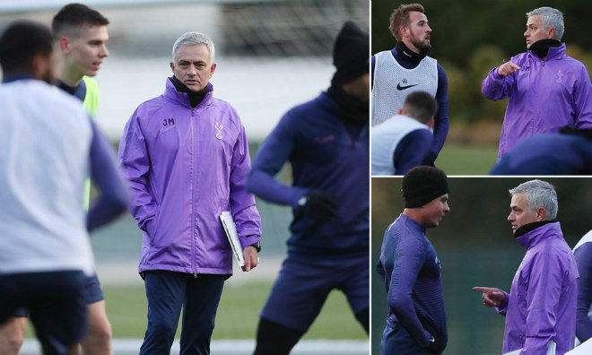 Mourinho tham dự buổi tập đầu tiên với tư cách HLV trưởng Tottenham chỉ vài giờ sau khi được bổ nhiệm