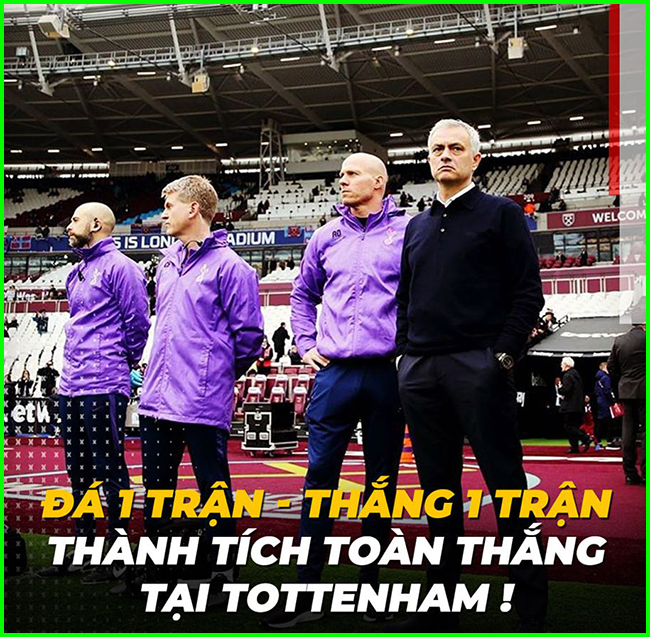 Thành tích toàn thắng khi&nbsp;Mourinho dẫn dắt Tottenham.