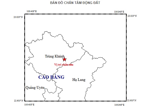 Hai trận động đất liên tiếp xảy ra trong một buổi sáng ở huyện Trùng Khánh, Cao Bằng. Ảnh: Viện Vật lý địa cầu.