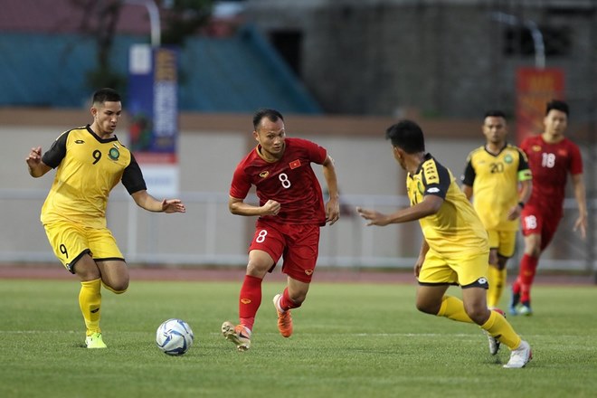 Trọng Hoàng vào sân trong hiệp hai khi U22 Việt Nam đối đầu với U22 Brunei