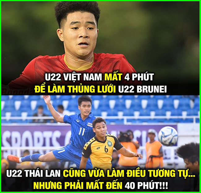 U22 Thái Lan phải mất 40 phút mới có thể đưa bóng vào lưới U22 Brunei.