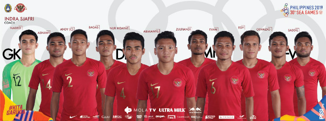 Đội hình xuất phát của U22 Indonesia khi đối đầu U22 Lào&nbsp;