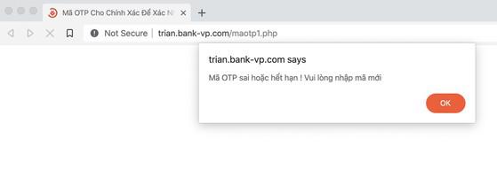 Lừa người dùng nhập vào mã OTP. Ảnh: TIỂU MINH