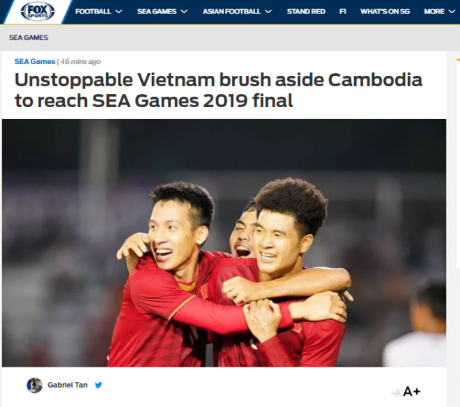Fox Sport Asia khen U22 Việt Nam "không thể ngăn chặn"