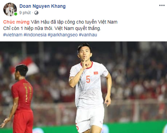 MC Nguyên Khang hô vang tên Văn Hậu sau hiệp 1