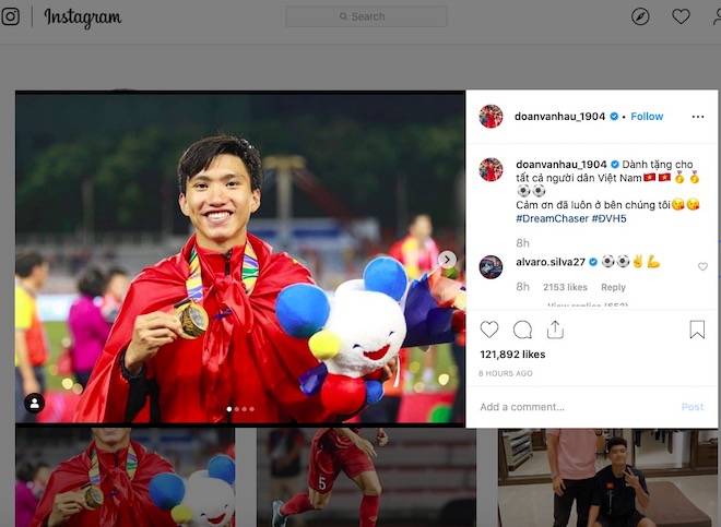 Bài đăng của Đoàn Văn Hậu trên Instagram đang bị dân mạng Indonesia công kích dữ dội.
