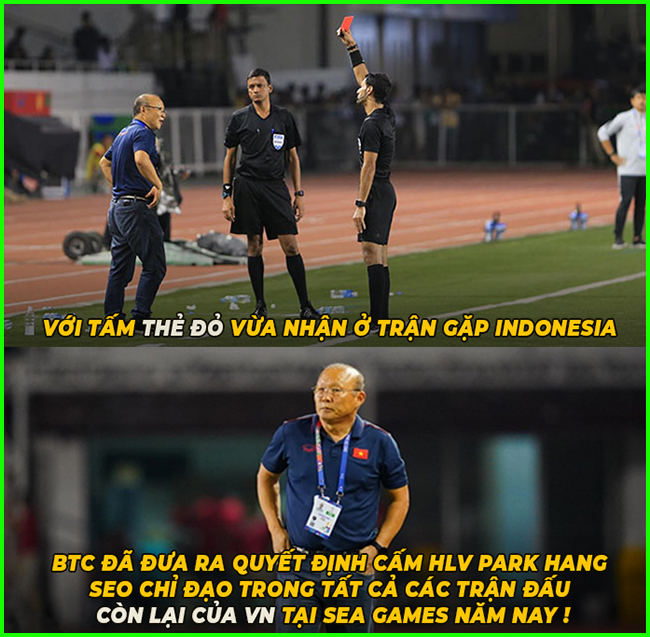 Việt Nam đang gặp khó khi thầy Park bị thẻ đỏ ngay trận chung kết.