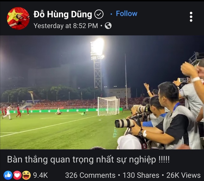 Đỗ Hùng Dũng chia sẻ lại clip khoảnh khắc anh ghi bàn thắng để đời trong trận chung kết SEA Games 30.