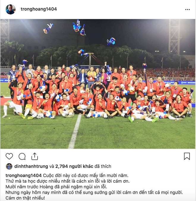 Trọng Hoàng - "Đàn anh" của U22 Việt Nam chia sẻ sau khi sát cánh cùng các em "lên ngôi" đấu trường&nbsp;SEA Games.