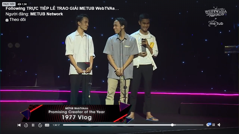 Chỉ cách đây một tuần, nhóm vừa vinh dự nhận giải thưởng tại Lễ trao giải METUB WebTVAsia Awards 2019.