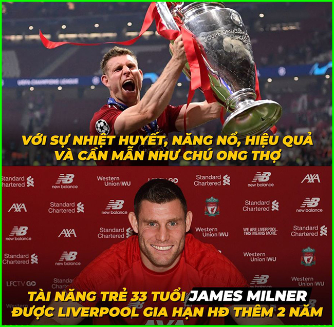 "Tài năng trẻ" James Milner được Liverpool ký tiếp hợp đồng 2 năm.