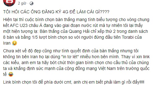 Fan Việt hò nhau bình chọn Quang Hải trở thành số 1 bàn thắng biểu tượng châu Á - 1