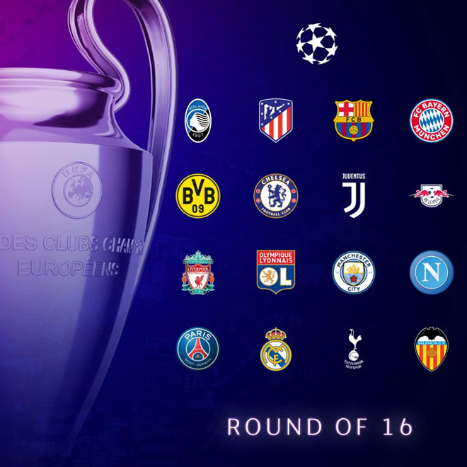 16 đội lọt vào vòng 1/8 Champions League 2019/20