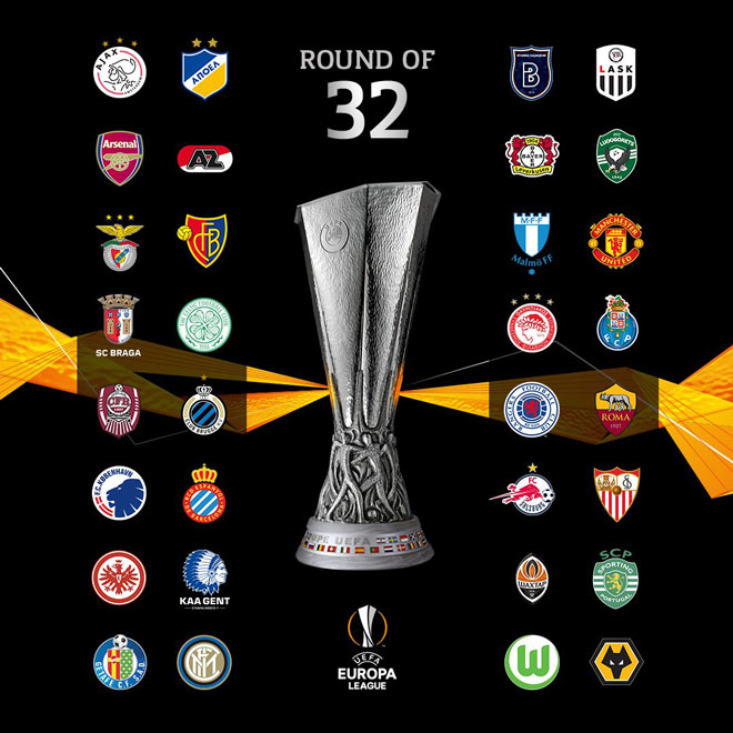 32 đội tham dự vòng 1/16 Europa League 2019/20