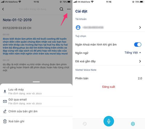 Chuyển giọng nói thành văn bản bằng Viettel Voice Note. Ảnh: MINH HOÀNG