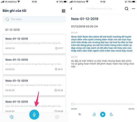 Rã băng ghi âm thành văn bản bằng Viettel Voice Note. Ảnh: MINH HOÀNG