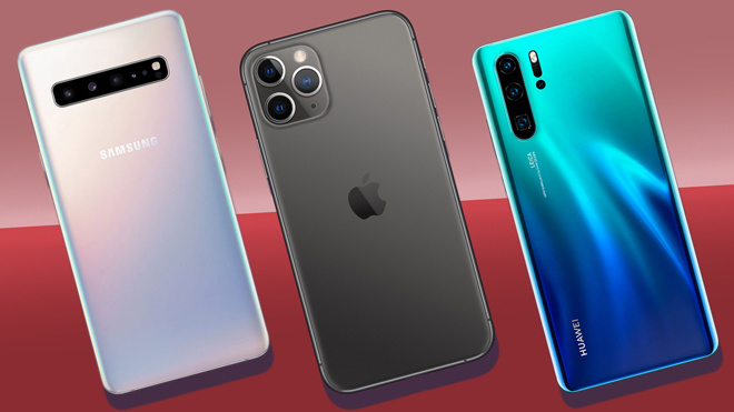 Galaxy S10+, iPhone 11 Pro Max, Huawei P30 Pro.