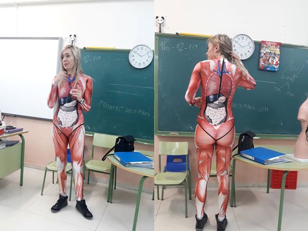 Tây Ban Nha: Giáo viên mặc đồ &#34;cơ quan nội tạng&#34; để dạy học - 1