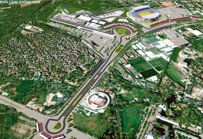 Phối cảnh 3D tổng thể đường đua F1 tại Việt Nam