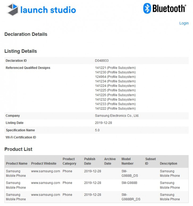 Galaxy S11+ đã đạt chuẩn Bluetooth 5.0.