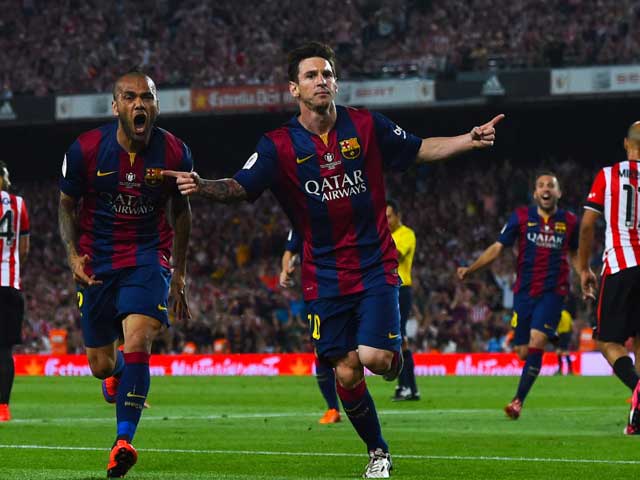 Messi ăn mừng bàn thắng vào lưới Bilbao