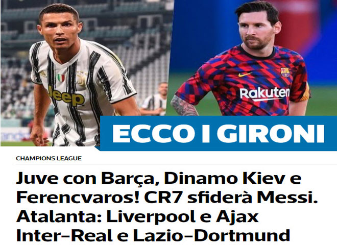 Tờ Tuttosport của Italia cũng đưa cuộc chiến giữa Ronaldo và Messi lên tiêu đề bài viết