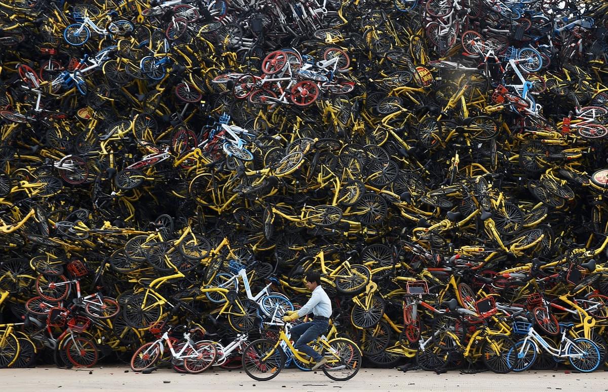 Một “nghĩa địa xe đạp” ở Trung Quốc (ảnh: SCMP)