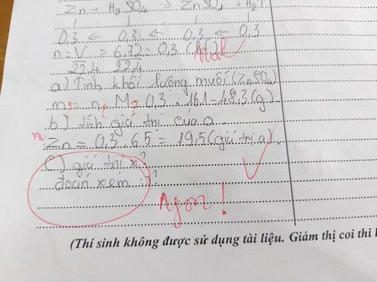 Cậu học trò lém lỉnh ghi hai chữ "Đoán xem!" ở cuối bài kiểm tra và cái kết.&nbsp;