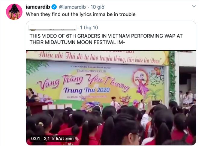 Cardi B chia sẻ về clip học sinh Việt Nam nhảy trên nền nhạc 18+