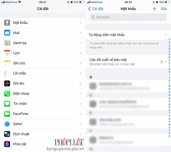 Tính năng quản lý mật khẩu trên iPhone. Ảnh: MINH HOÀNG