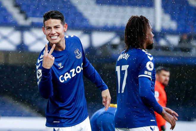 James Rodriguez tỏa sáng giúp Everton thắng trận thứ tư liên tiếp để tiếp tục dẫn đầu giải Ngoại hạng Anh