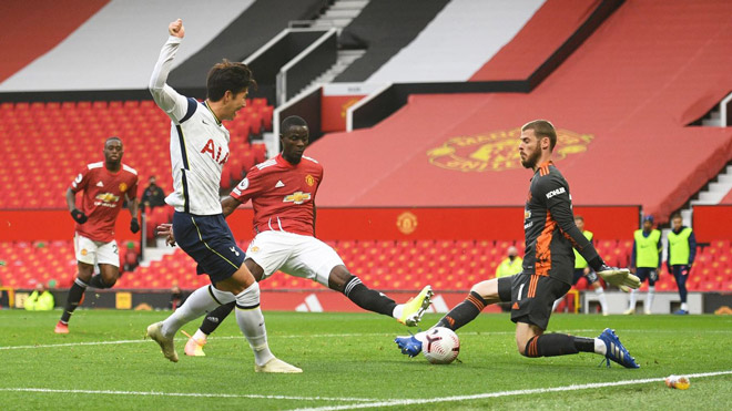 Son Heung Min lập một cú đúp vào lưới MU ngay trong 45 phút đầu tiên