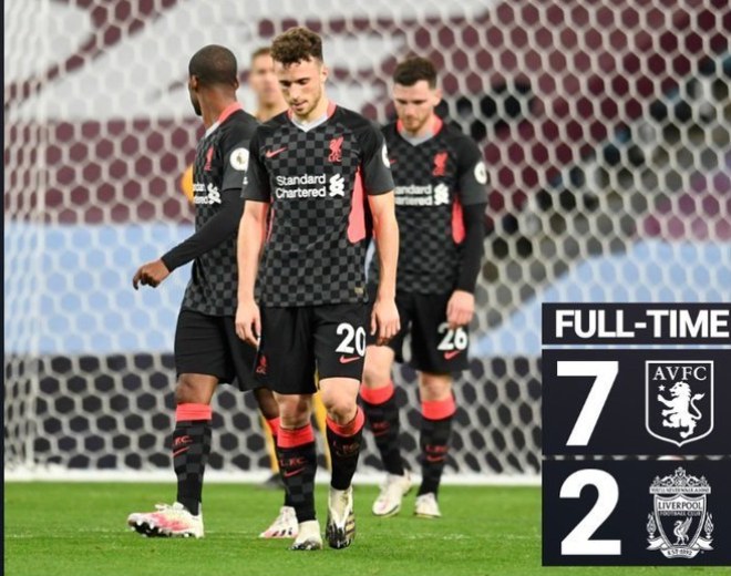 Liverpool lỡ cơ hội leo lên top dẫn đầu sau&nbsp;thảm bại 2-7 trên sân Aston Villa