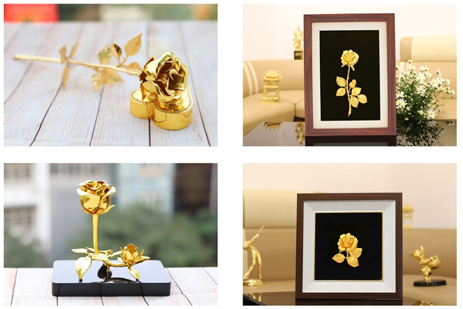 Hoa hồng mạ vàng với nhiều phong cách thiết kế khác nhau