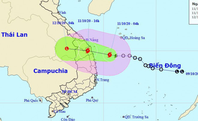 Dự báo vị trí và hướng di chuyển của bão số 6 - Nguồn: Trung tâm Dự báo khí tượng thủy văn quốc gia