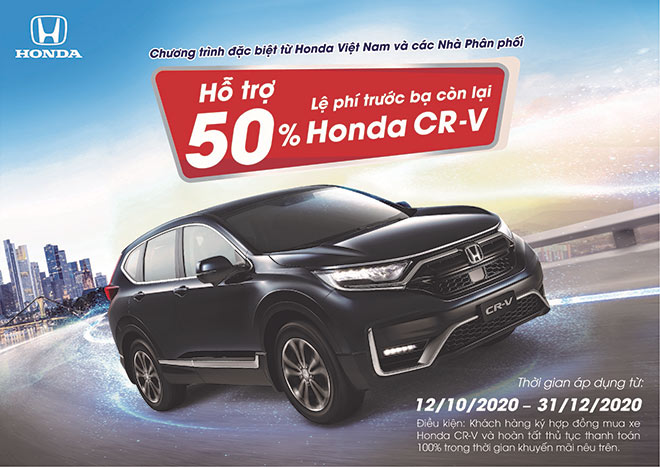 Hỗ trợ 50% lệ phí trước bạ còn lại cho khách hàng mua xe Honda CR-V - 1