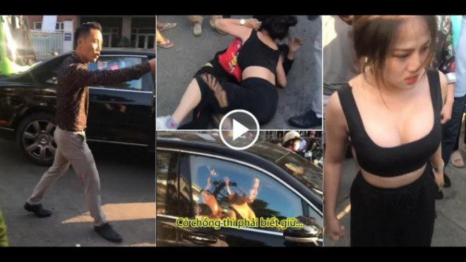 Hình ảnh cắt từ clip đánh ghen trên phố Tô Hiệu được chia sẻ trên mạng xã hội