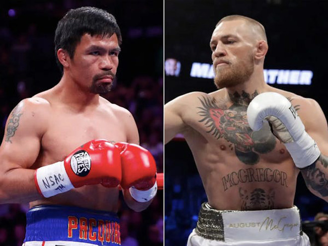 Sau màn thượng đài UFC, McGregor nhiều khả năng so tài với Pacquiao (trái)