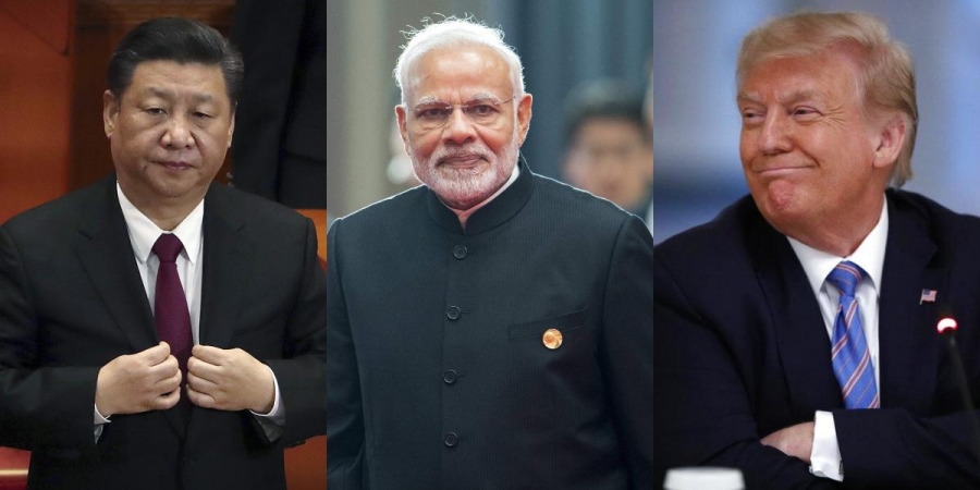 (Từ trái sang phải) Chủ tịch Trung Quốc Tập Cận Bình, Thủ tướng Ấn Độ Narendra Modi và Tổng thống Mỹ Donald Trump. Ảnh: AP