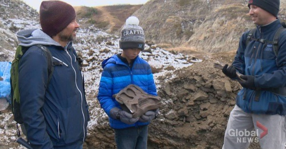 Cha con cậu bé Nathan tham gia cuộc khai quật - Ảnh: BẢO TÀNG CỔ SINH VẬT HỌC HOÀNG GIA TYRELL