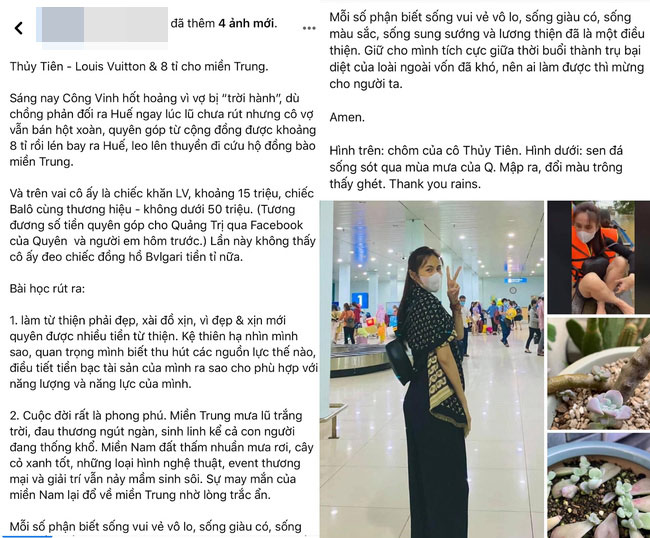 Nữ MC mỉa mai Thủy Tiên "mặc đồ hiệu" đi đến miền Trung
